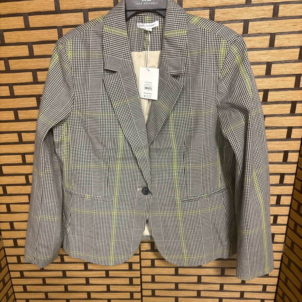Free‎ Assembly Black And White Plaid Blazer Size Large